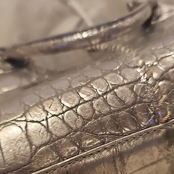 Donald J. Pliner Metallic Crocodile-Embossed Top Handle Bag - Picture 11 of 16